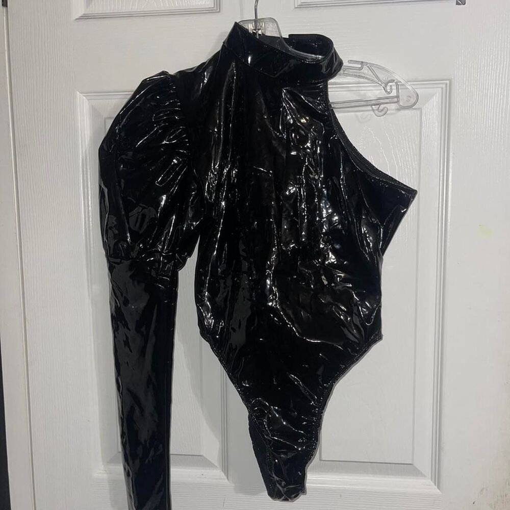 Club-exx Women's Black PVC Bodysuit Size XS NWT